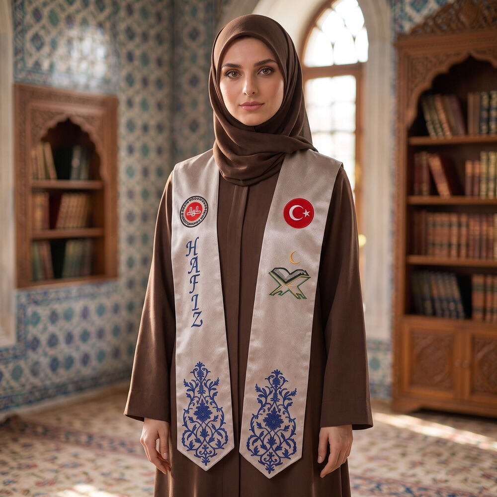 Hafızlık Mezuniyet Atkısı Rahle Logo Nakışlı