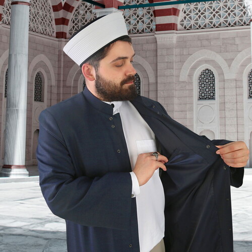  Suyuti Namaz ve İmam Cübbesi Uzun Koyu Lacivert Enderun Model