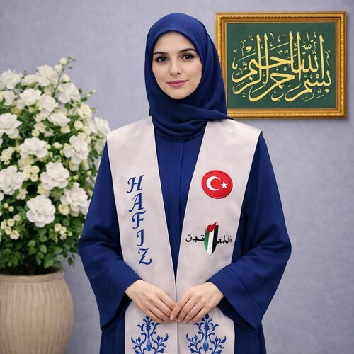  Hafızlık İcazet Merasim Bayan Zümra Ferace Abaya Lacivert Elbise