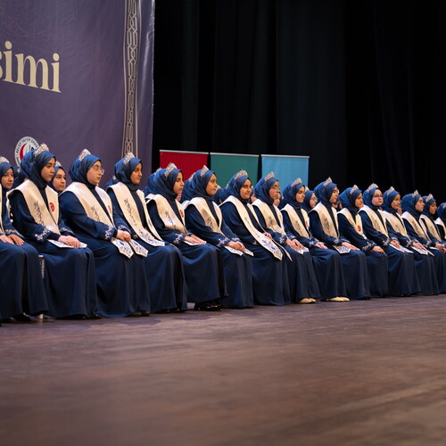  Hafızlık İcazet Merasim Atkısı Lacivert Nakış ve Filistin,Türkiye Bayrak İşlemeli- Vizon
