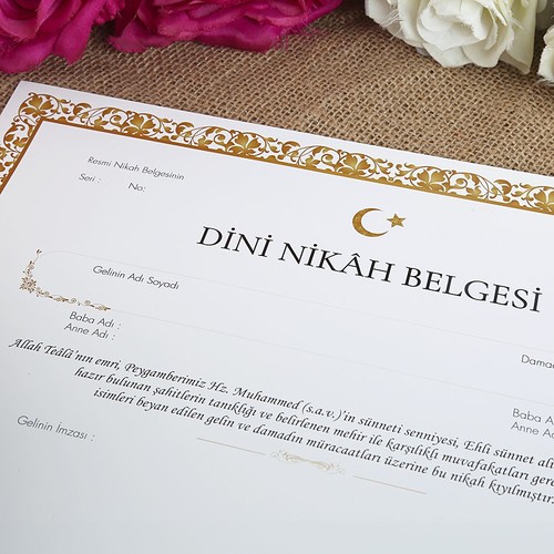  Dini Nikah Hatıra Belgesi ( 10 Adet ) 30*21 cm