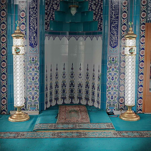 Selçuklu Desenli Lüks Şerefeli Cami Mihrap Şamdanı (20x165cm) 2 Adet 