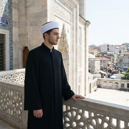  Yazlık Semmasi Namaz ve İmam Cübbesi Uzun Siyah Enderun Model