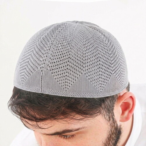  Nisa Örme Dantel Namaz Takkesi-Gri