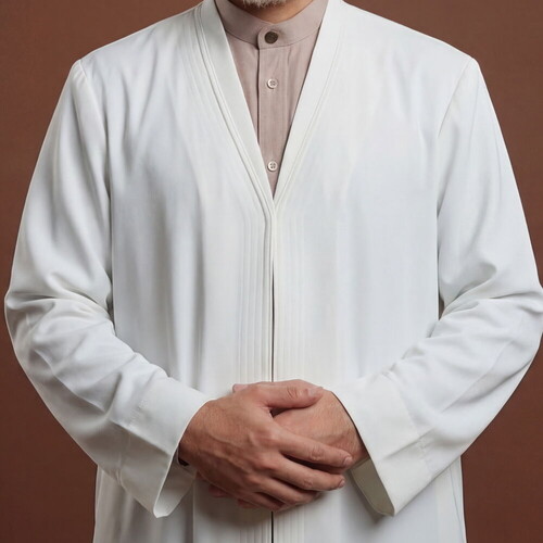 Krem Buhara Yaka Pratik Namaz Cübbesi
