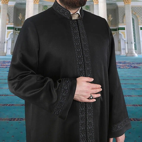  Lüks Gazze Çift Bordürlü İmam Cübbesi Siyah