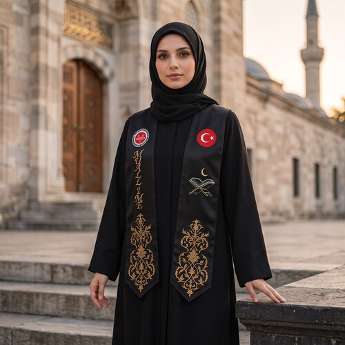  Hafızlık Mezuniyet Atkısı Rahle Logo Nakışlı