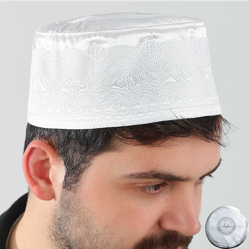 Diyanet Logolu Kari - Topbaş Takke Beyaz