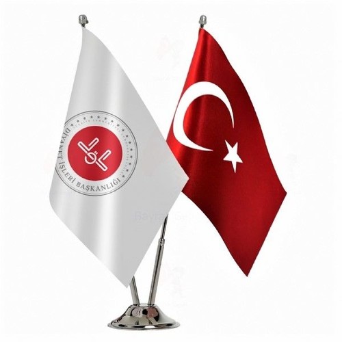 Makam Masaüstü  Diyanet ve Türk Bayrağı 15*22 cm