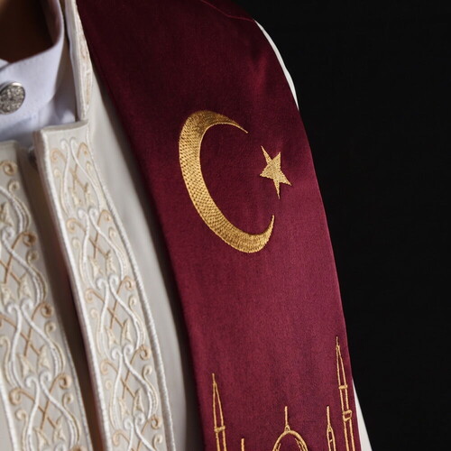  15 Temmuz 2026 253 Hafız Ayasofya Buluşması Bordo Gold Nakışlı Hafızlık İcazet Merasim Atkısı