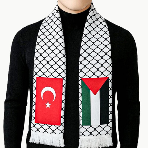 Hafızlık İcazet Atkısı Dijital Baskı Merasimi Türk ve Filistin Bayraklı