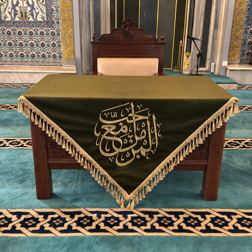 Özel ölçü Kabartma Nakış Masa Örtüsü - Yeşil ( Özel Nakış Yapılabilir.)
