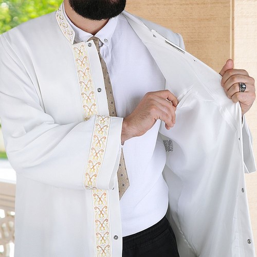  SlimFiT Uzun Boy & Dar Kesim Kamer İmam Cübbesi Beyaz Renk & Boy 180+